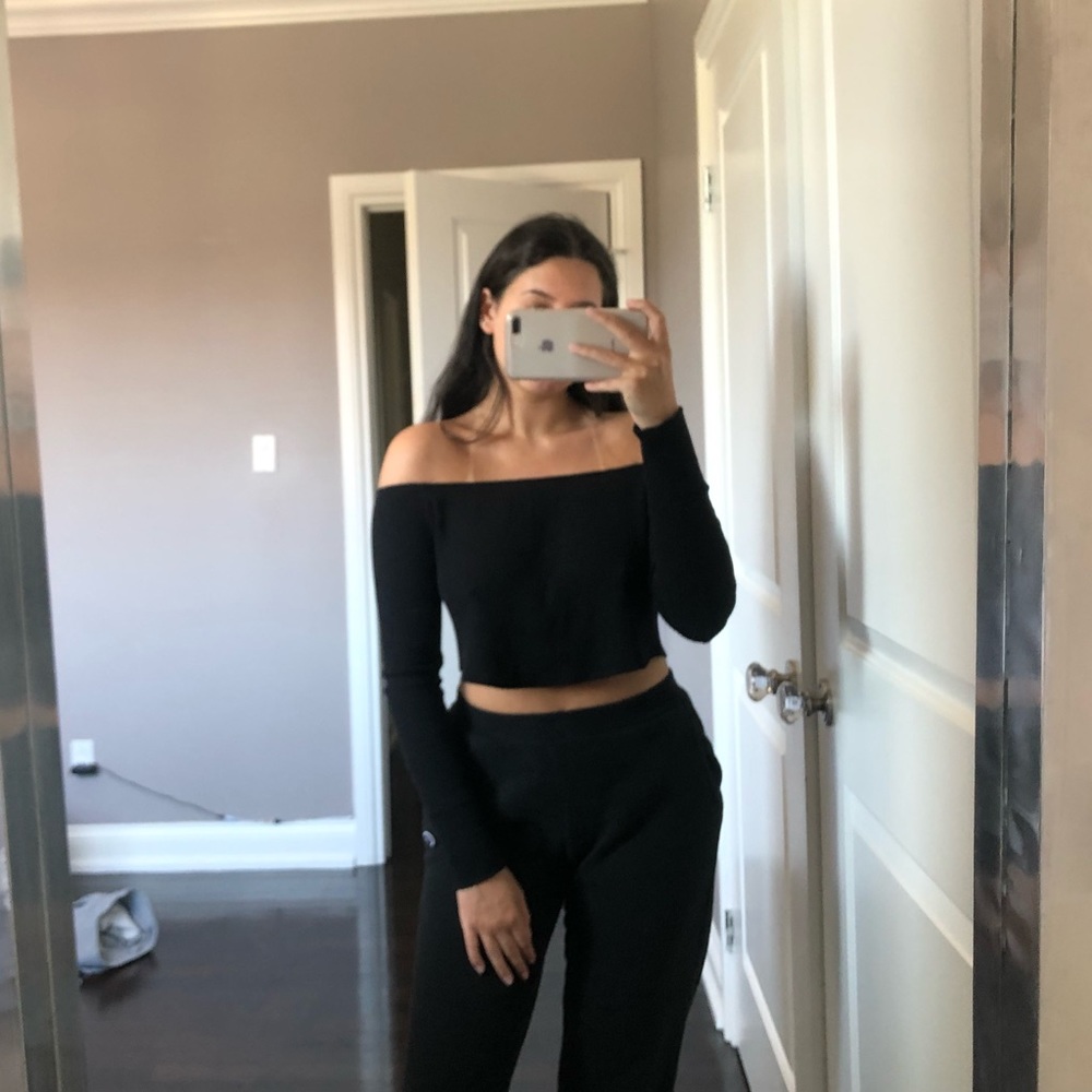 Loose off the shoulder cropped sweater